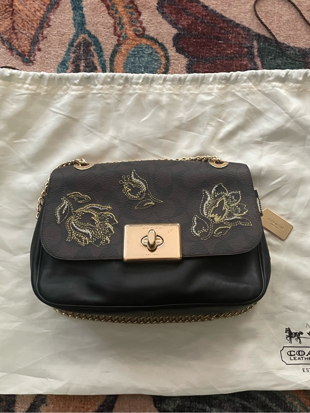 Coach Cassidy leather crossbody with tulip embroidery